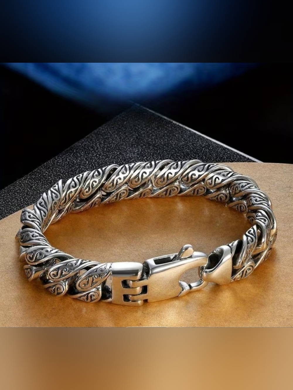 Bracelet 925 Sterling Silver Featuring Hip-Hop Street Style with Ethnic Patterns